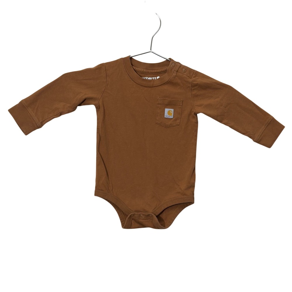 Carhartt Bodysuit Kids 12M Brown Depop SEO Long Sleeve Pocket Workwear Onesie